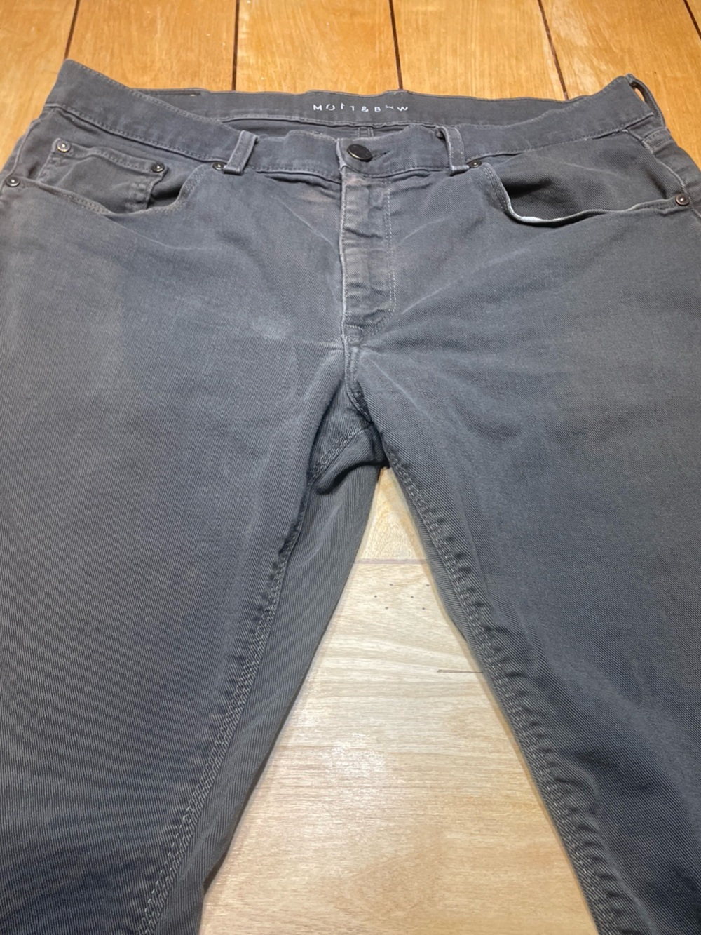 Mott & Bow Slim Mercer Jeans Size 35x32 Color Olive Green Zip Fly